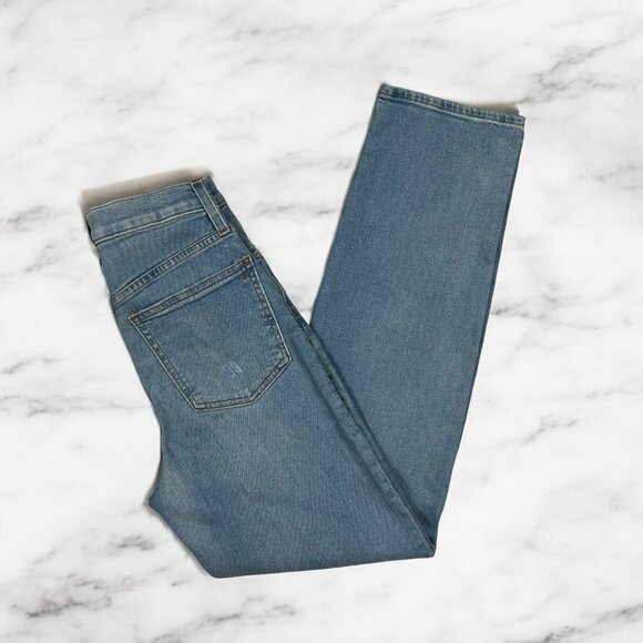 Madewell The Perfect Vintage Straight Jeans Size 25 Waist Danby Knee Rip ND515 - Picture 2 of 9
